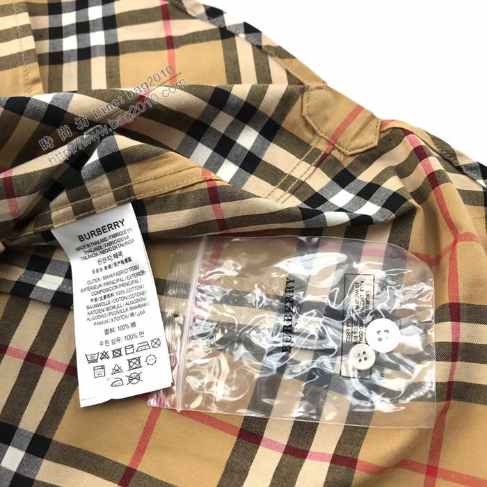 Burberry男裝 巴寶莉暗扣格紋襯衫 Burberry男士襯衫  ydi3287